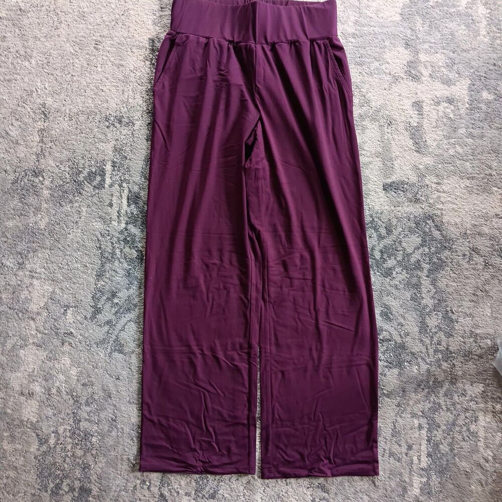 Elizabeth and Clarke Womens Pull-on Pants Wide Leg High Waist Purple Size Small